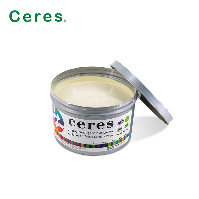 800nm Ceres UV Invisibile Inchiostro Colorless To Green Normal Dry