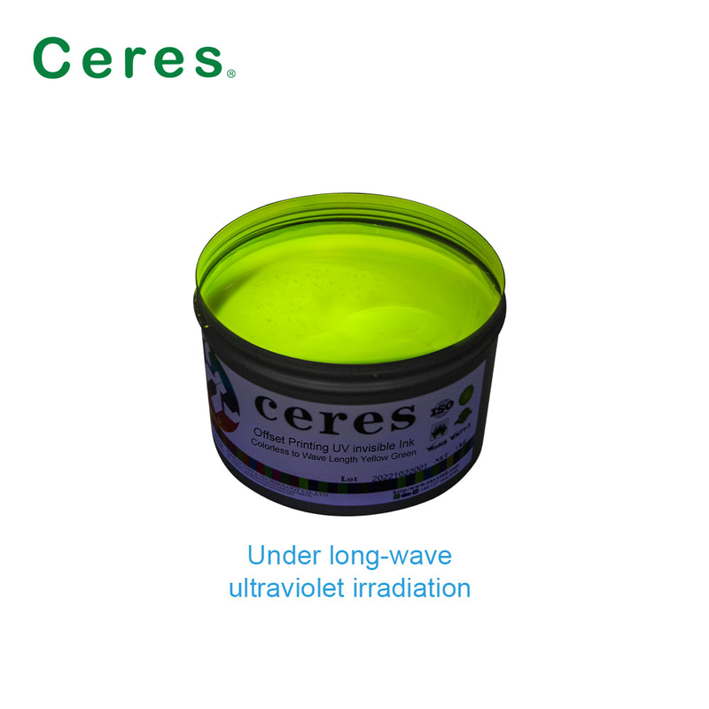 Offset / schermo / stampa flessibile Sicurezza Inchiostro invisibile UV per documenti Giallo Verde Colore