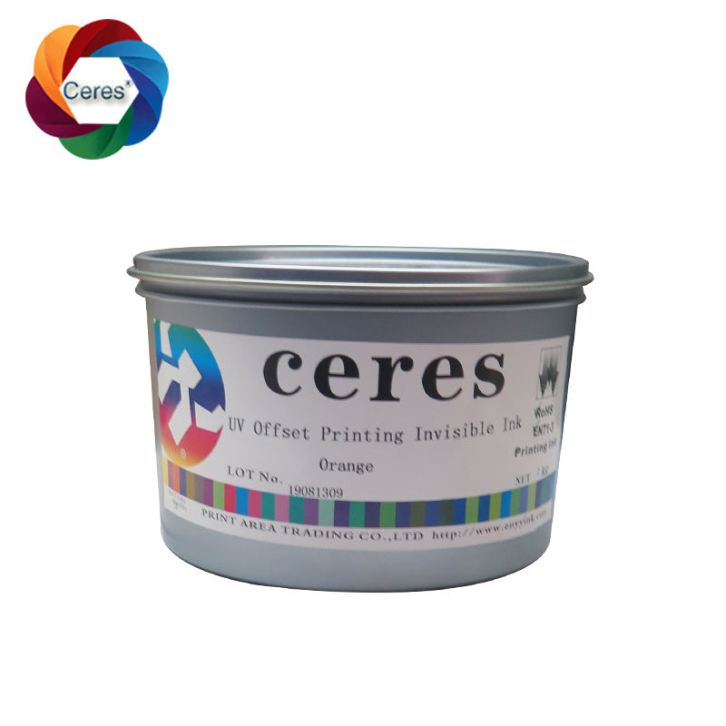 Inchiostro di sicurezza invisibile UV per serigrafia, da incolore a arancione