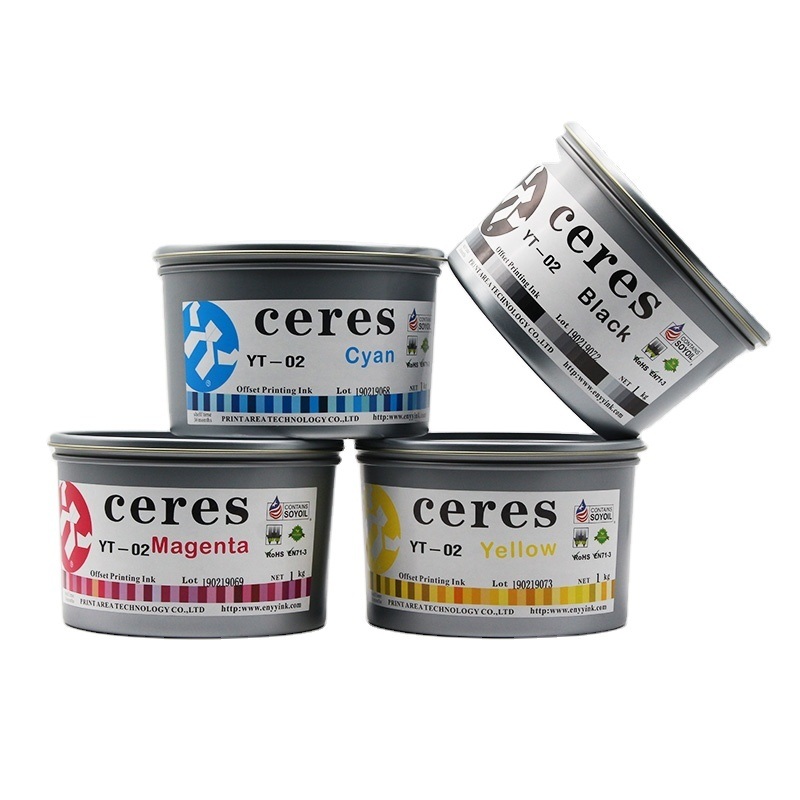 CERES Inchiostro di stampa offset UV non tossico ad alta concentrazione per carta CMYK Colore 1 kg/confezione