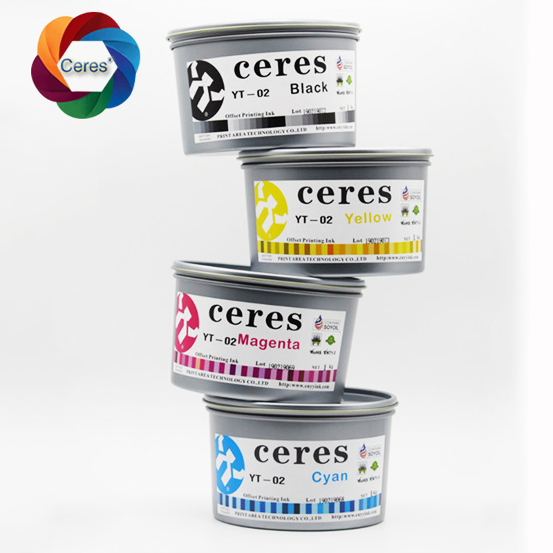 CERES Inchiostro di stampa offset UV non tossico ad alta concentrazione per carta CMYK Colore 1 kg/confezione