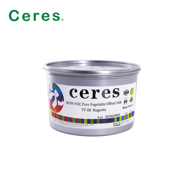 Ceres YT-08 Inchiostro di stampa offset CMYK puro a base vegetale - Inchiostro ad alta lucentezza ecologico per imballaggi di carta e carbonio