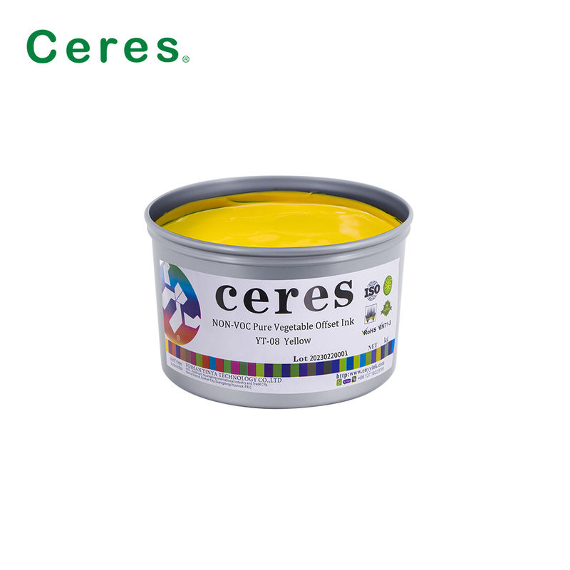 Ceres YT-08 Inchiostro di stampa offset CMYK puro a base vegetale - Inchiostro ad alta lucentezza ecologico per imballaggi di carta e carbonio