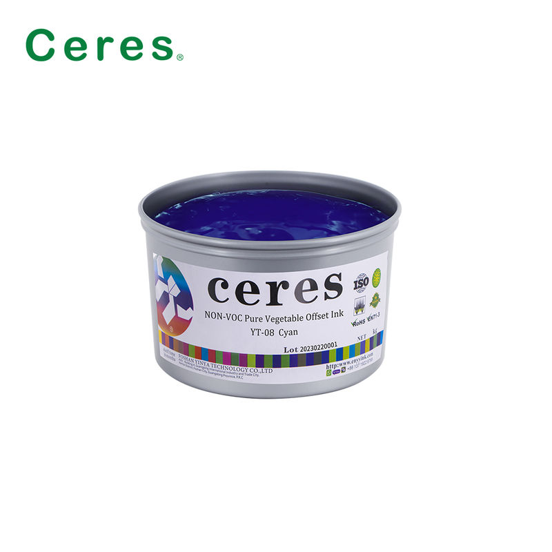 Ceres YT-08 Inchiostro di stampa offset CMYK puro a base vegetale - Inchiostro ad alta lucentezza ecologico per imballaggi di carta e carbonio