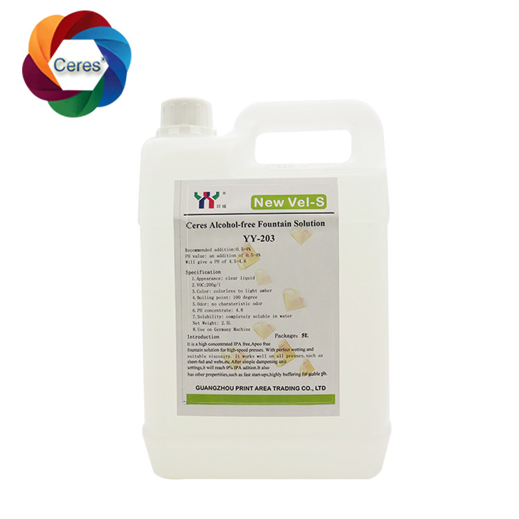 4.5ph 5.5ph Soluzioni a fonte libere da alcol Offset Impressione chimica Impressore UV Vernice
